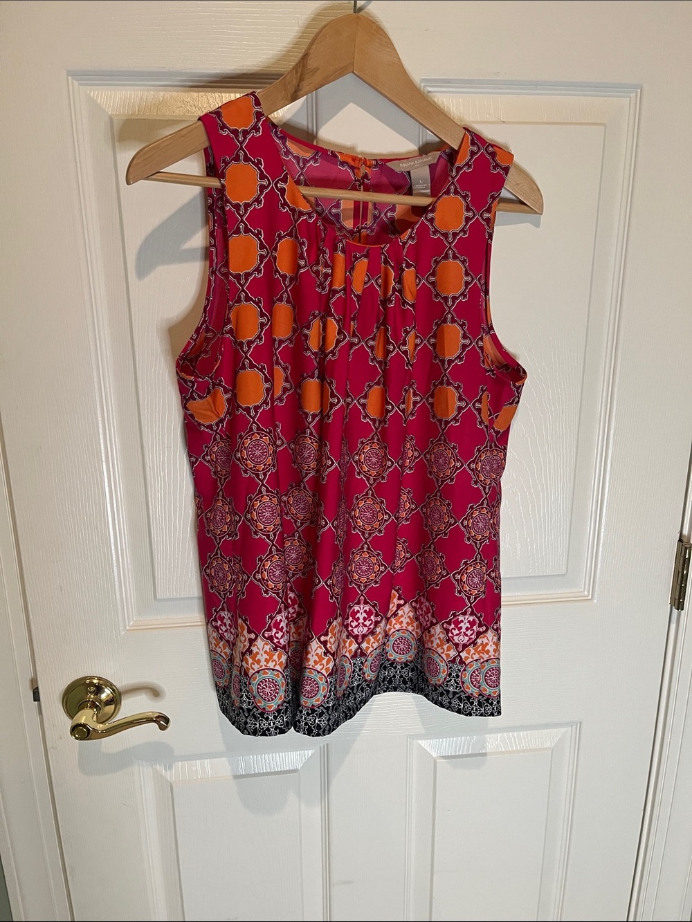 Banana Republic Pink & Orange Printed Sleeveless Camisole Top